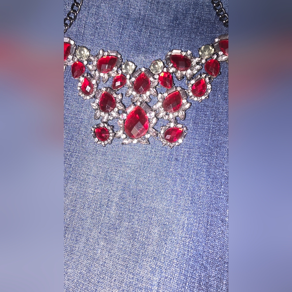 Torrid Red and Silver Gem Necklace - Picture 4 of 5